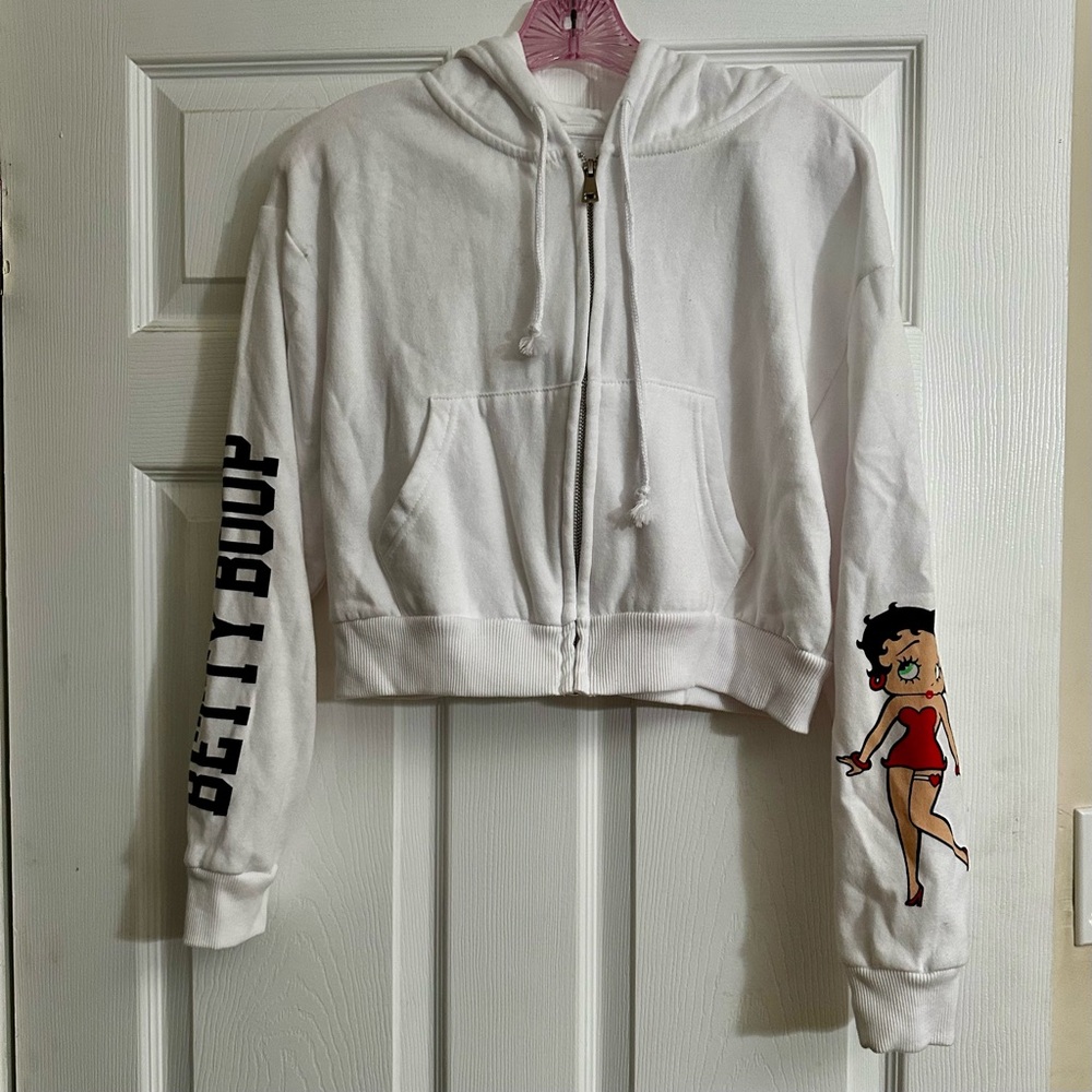 Betty Boop White Hoodie with Red Accent